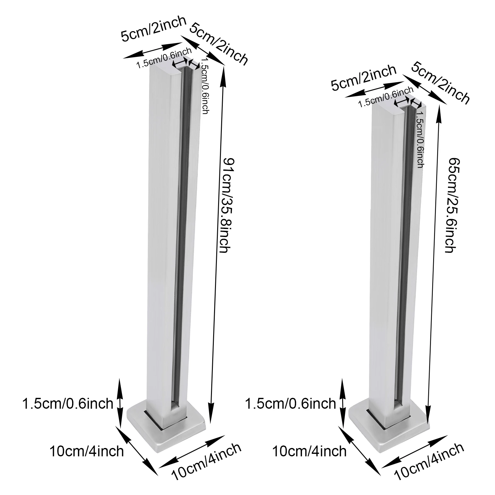 Stainless Steel Balustrade for Balustrade Balcony Deck Stairs, Cannot Add Handrail Version(25.6‘’/ 65cm，35.8”/91cm, End Post)