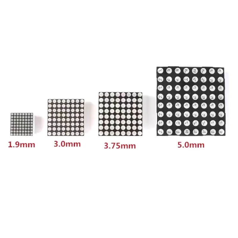 8x8 8*8 Dot Matrix Led Lattice Red Display Module 1.9mm 3mm 3.75mm 5mm Digital Tube 788/1088/1588/2088 Anode/Cathode