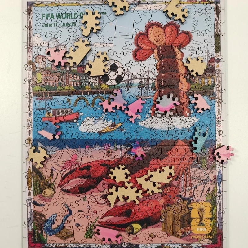 

Boston City 2026 FIFA World Cup Unique Shaped Wooden Jigsaw Puzzles Athens of USA Collectible Toy for Adults for Kids Gifts