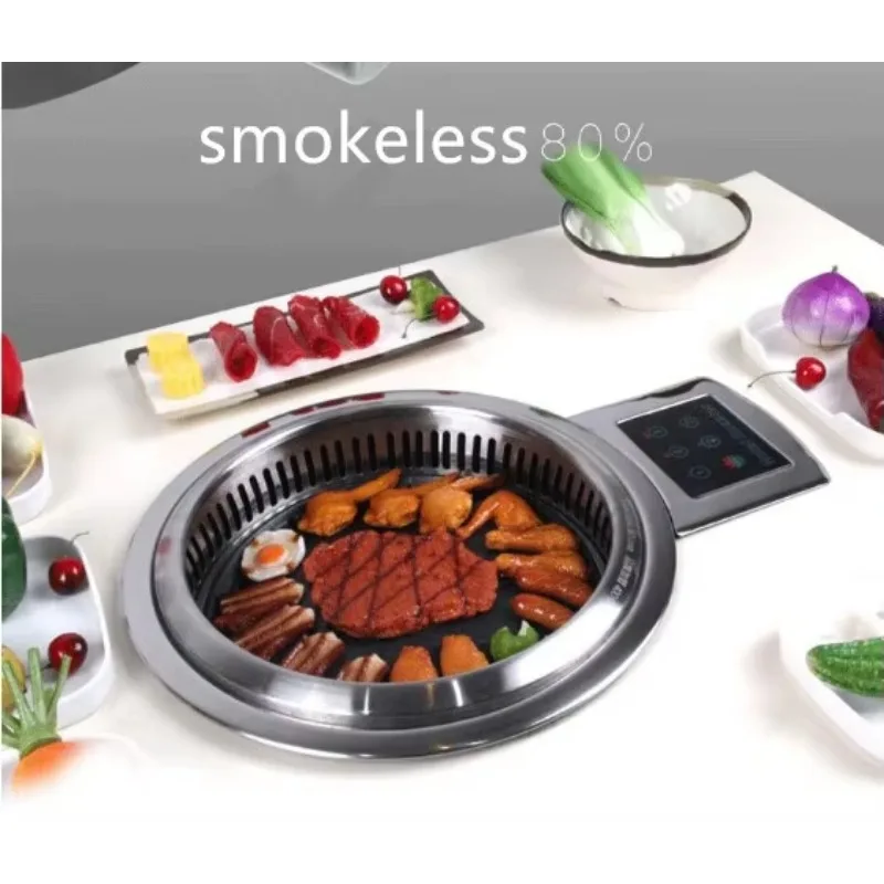 

Indoor Embedded Electric Barbecue Grills Round Infrared Heating Roaster Korean Electric Bbq Grill for Restaurant