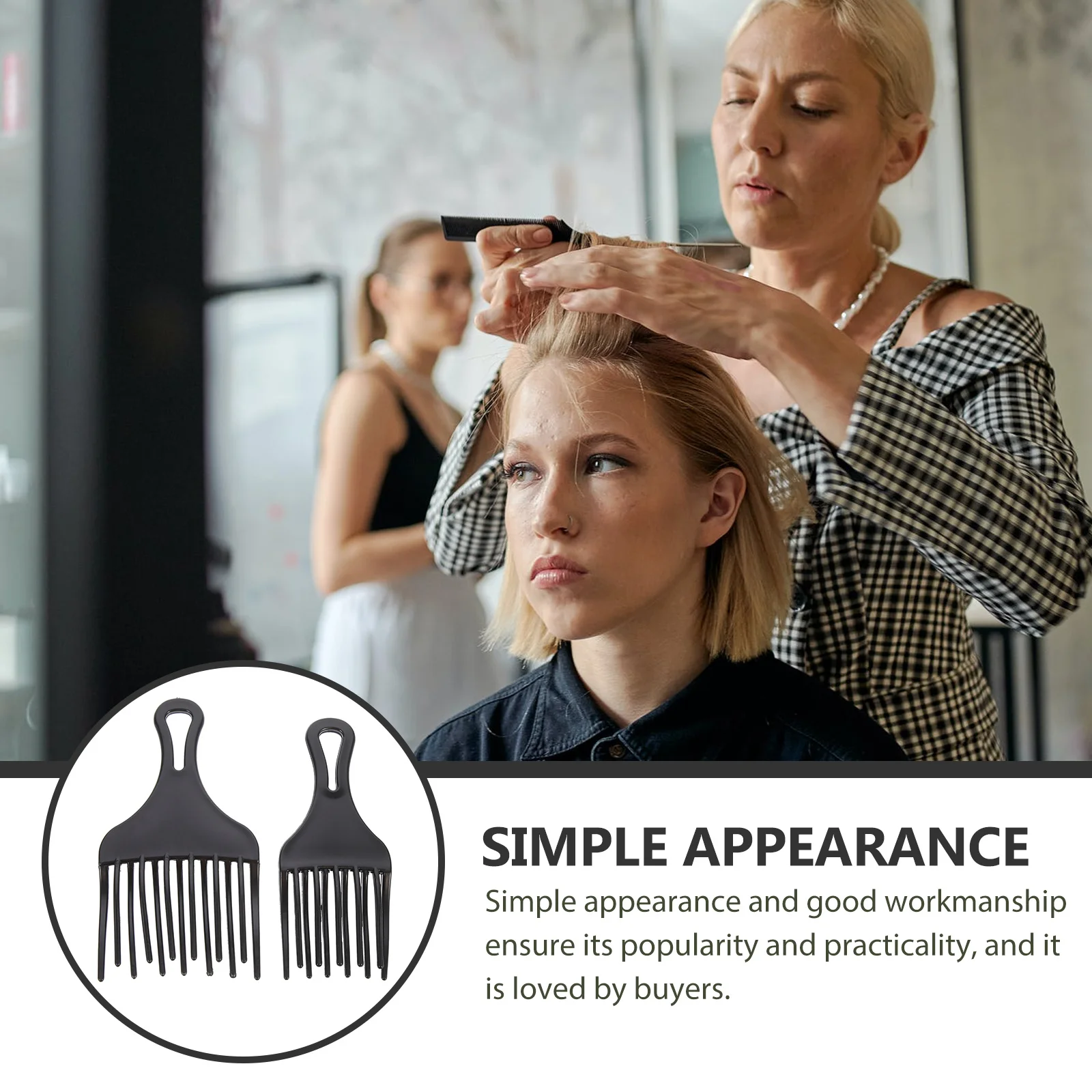 Peine de estilo, herramienta para desenredar dientes de plástico liso para uso en peluquería larga y gruesa, selección de cabello rizado, peluquería multifunción, 2 uds.