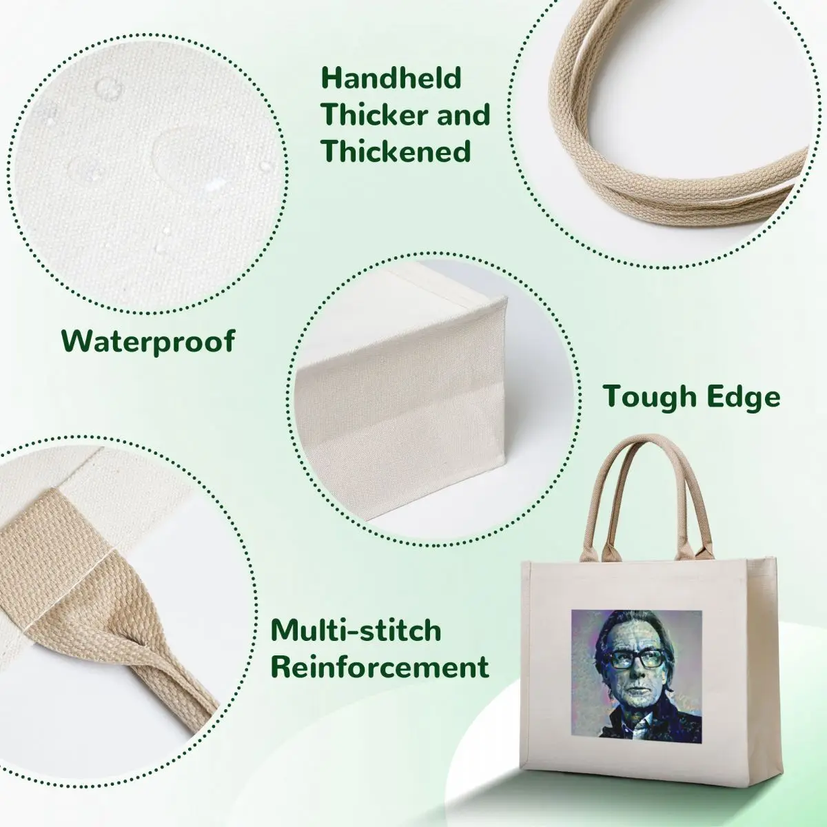 Bill Nighy Portrait Tote Bag custom tote bag canvas shopping bag Candy bags shopping bags foldable