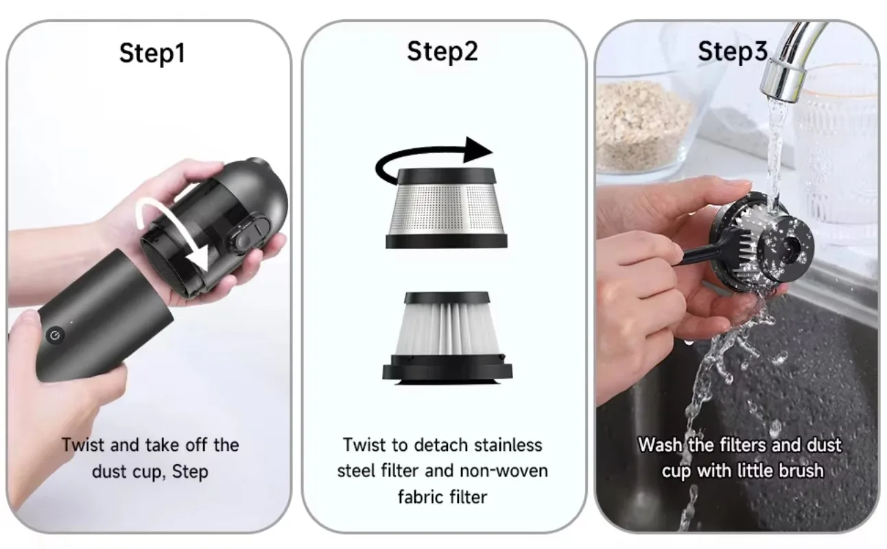 

15000PA High Suction Power Cordless Handheld Vacuum Cleaner Blow Suction Features for Car Home Dry Function Bagless Battery
