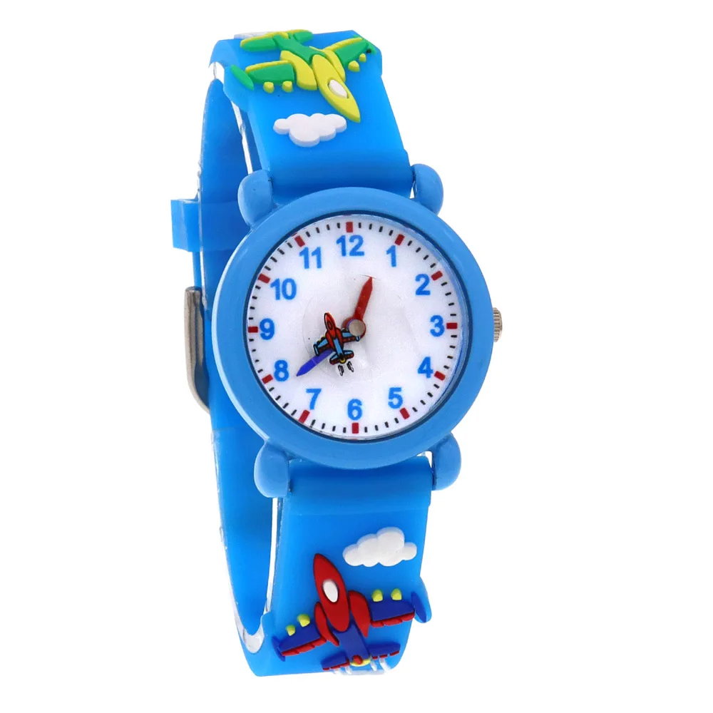 Kids Watches Silicone Strap Cartoon Fighter Plane Second Hands Children Wrist Watch Clock reloj infantil black watches for girls