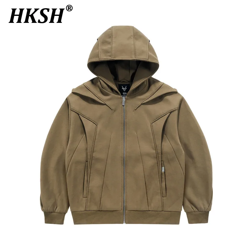 HKSH Autumn New Deconstructive Niche Design Hooded Sweatshirt Men's Tide Heavy Weight American Fashion Chic Hoodie Zipper HK2857