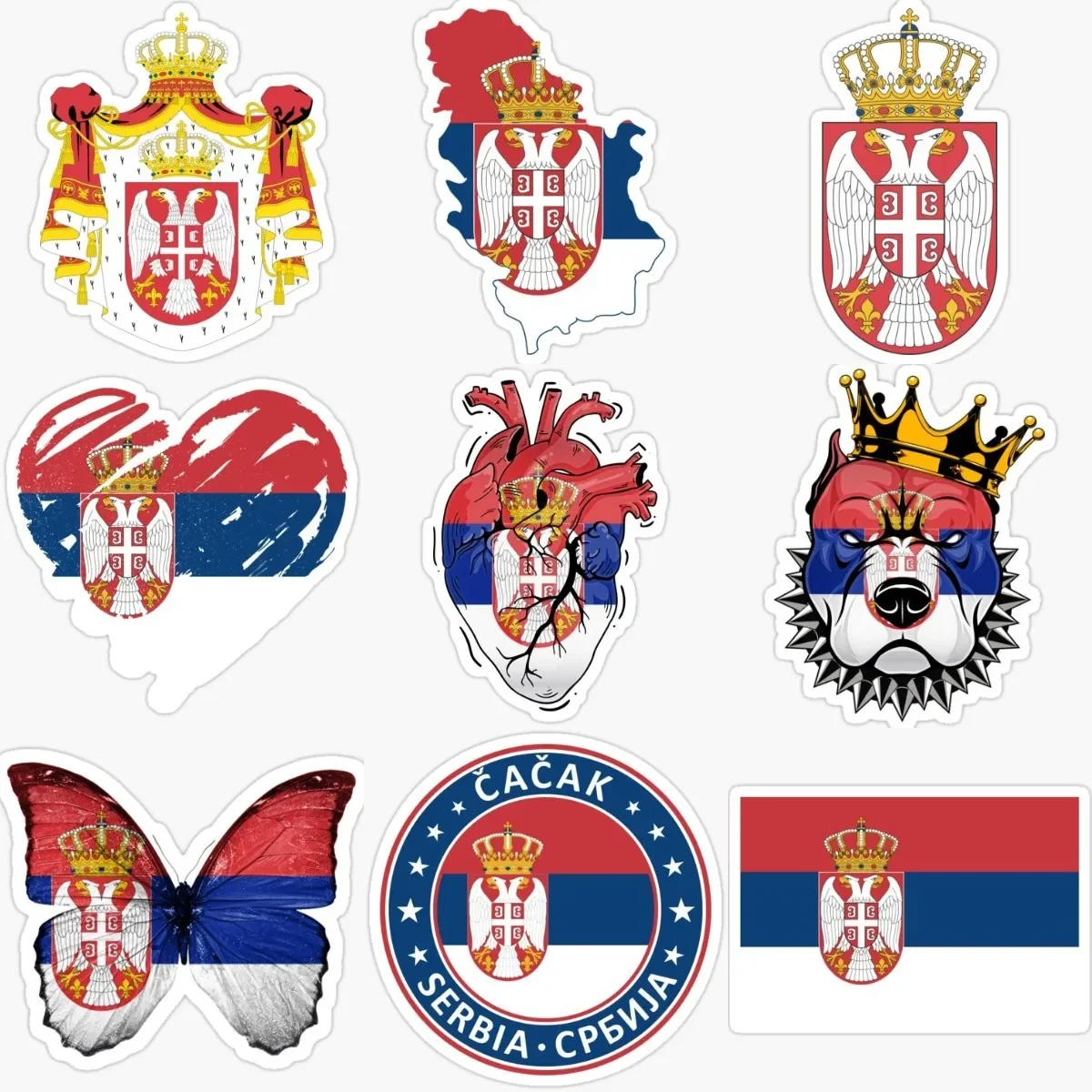 

Serbia SRB Flag National Emblem PVC Stickers for Decorate Motorcycle Car Camper Bumper Wall Off-road Bicycle Decal Accessories