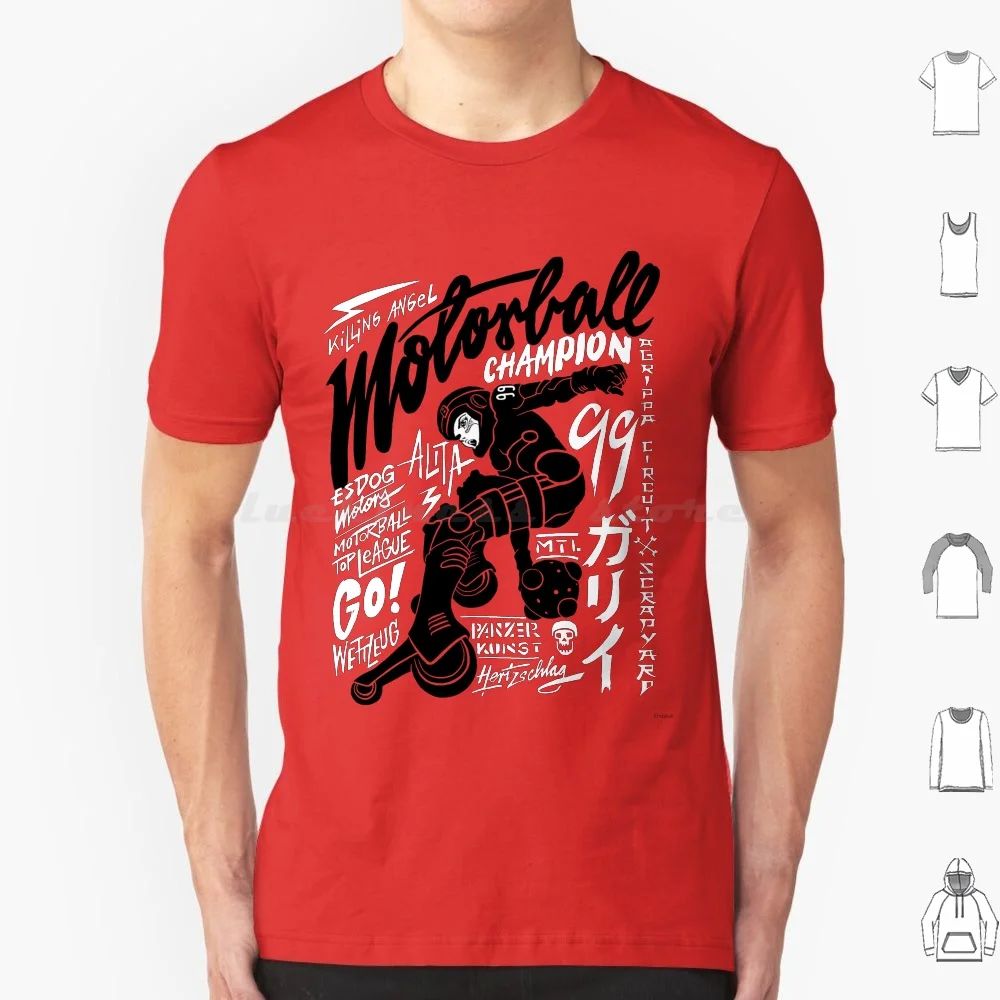 Camiseta Motorball Alita talla grande 100% algodón Battle Angel Alita Alita Yukito Kishiro Manga Anime Motorball Gally Gunnm Panzer