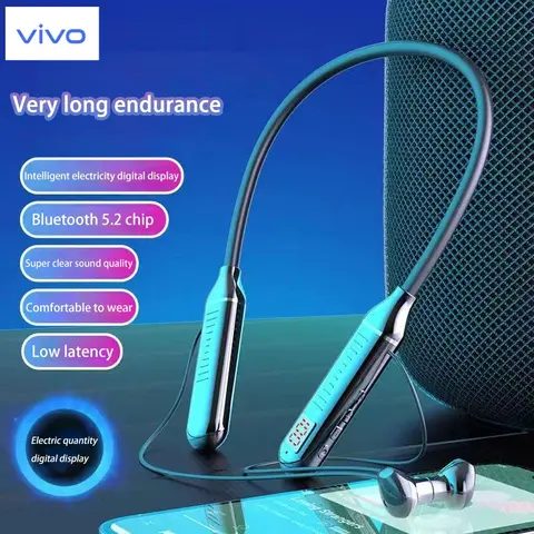 VIVO Wireless Earphones Neckband Headphones Gaming LED Display  Hifi Stereo Sports Headset Halter Waterproof Magnetic Earbuds