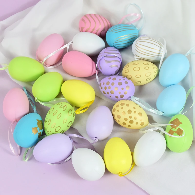 

12pcs Easter Eggs Happy Easter Decorations Home Colorful Painted Bunny Bird Egg Ornament DIY Craft Kids Gift Toys Birthday Decor