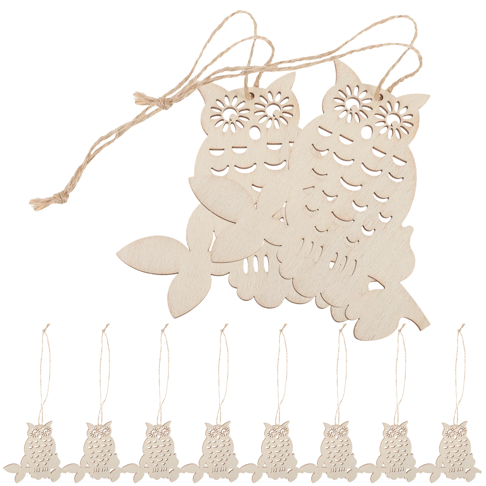 

1 Set Halloween Owl Cutouts Unfinished Natural Slices Craft Decorative Hanging Ornaments Blank Wood Pieces For Painting Diy