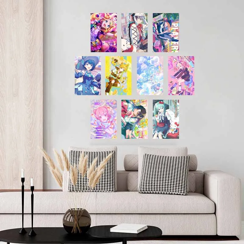 10/30 قطعة PJSK مشروع Sekai المشارك بطاقات مجموعة DIY بها بنفسك المنزل النوم الديكور جدارية يطبع جدار الكولاج عدة المراهقين الهدايا