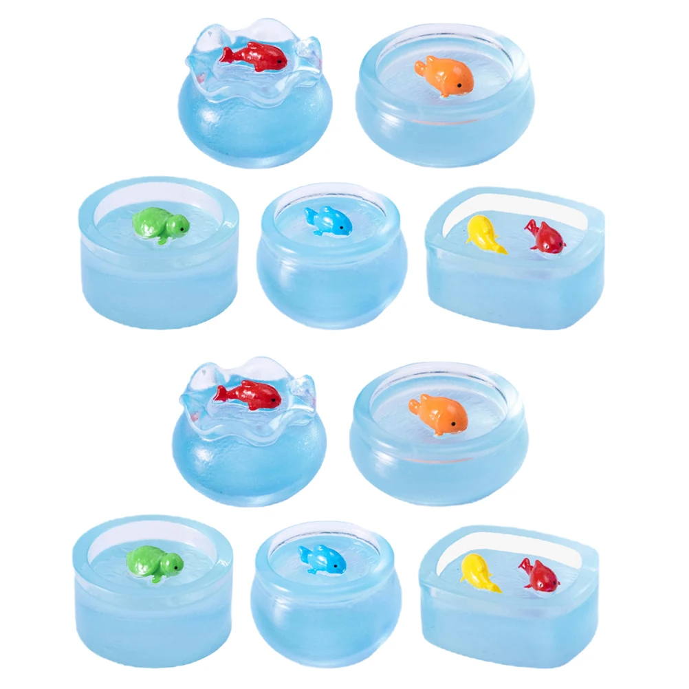 

15pcs Glow In The Dark Mini Fish Bowl Resin Dollhouse Decor Micro Landscape Ornament Miniature Aquarium Accessories Luminous