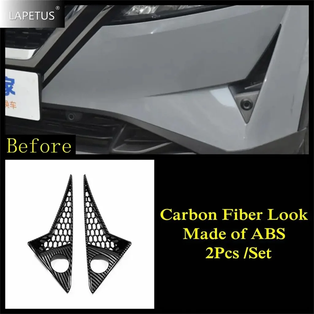 Front Fog Ligths Eyebrow Below Grille Strip Cover Trim For Nissan Qashqai J12 2022 2023 Chrome / Carbon Fiber Car Accessories