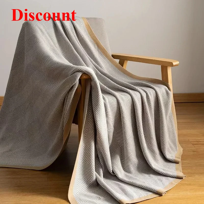 Light luxury blanket living room nap sofa blanket bedside towel office aviation blanket paper pattern fish bone pattern