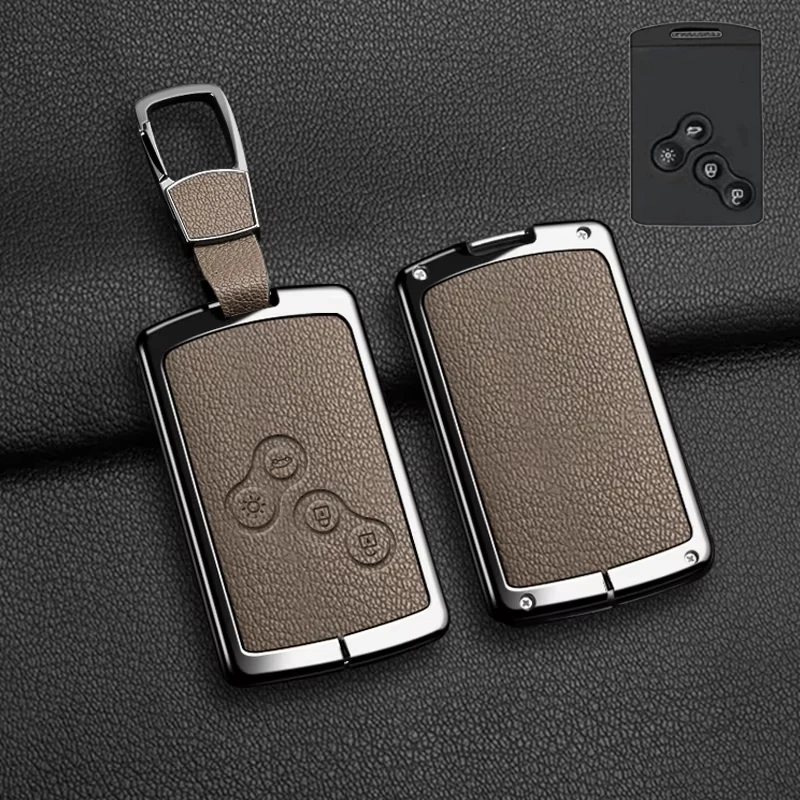 Zinc Alloy Leather for Renault Megane 2 3 Clio Scenic Duster Kaptur Captur Logan Laguna Koleos Fluence Smart Card Key Case Fob