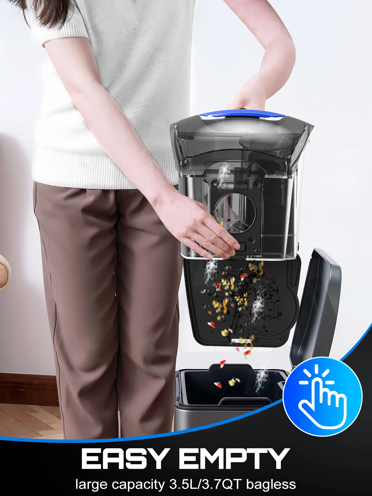 Canister Vacuum Cleaner, 40Kpa 1600W Powerful,3.7QT Large Dust Cup Vacuum for Hard Floors, Carpets, Pet Hair