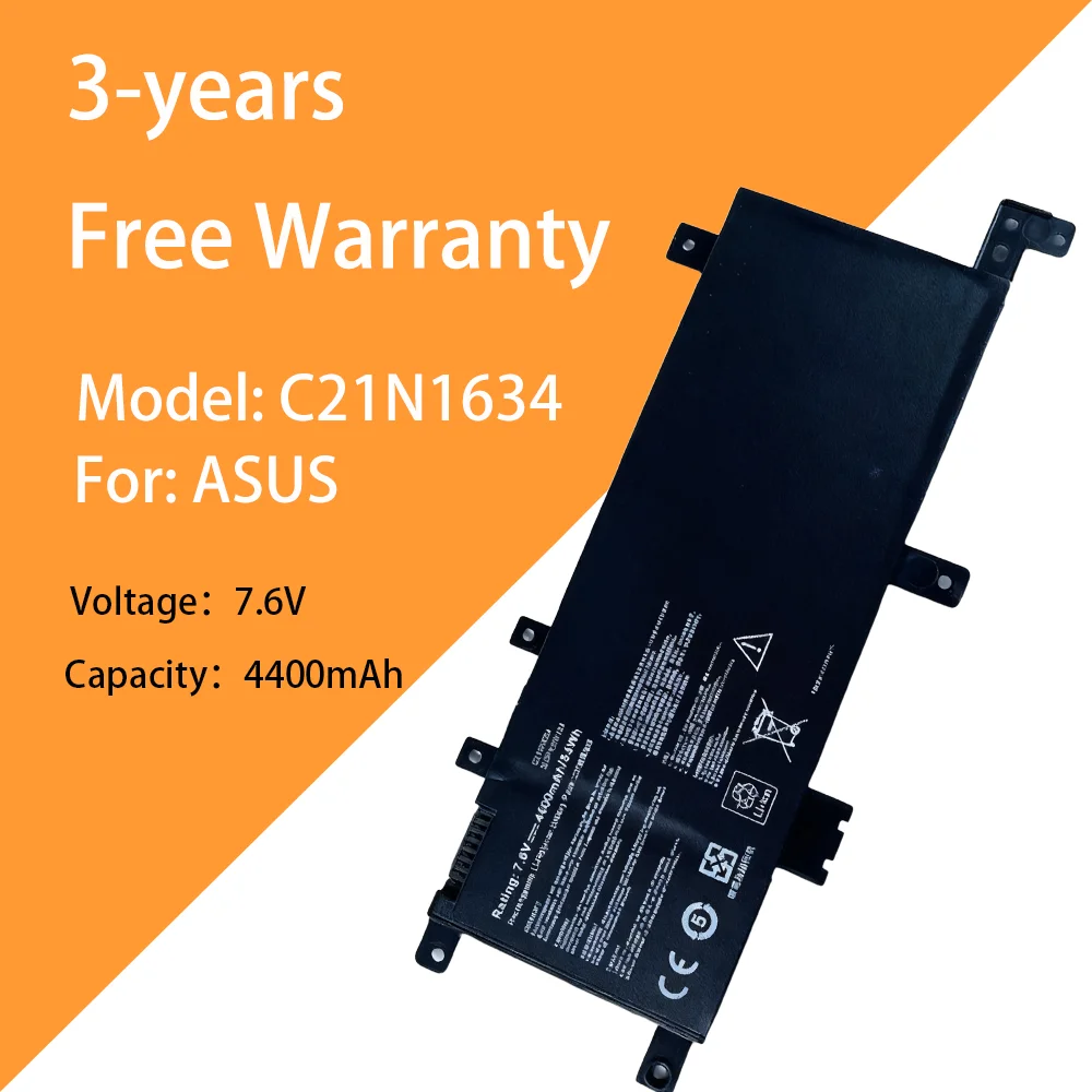 

7.6V 4400mAh notebook battery C21N1634 for ASUS A580U FL8000U R542U FL5900L X542U