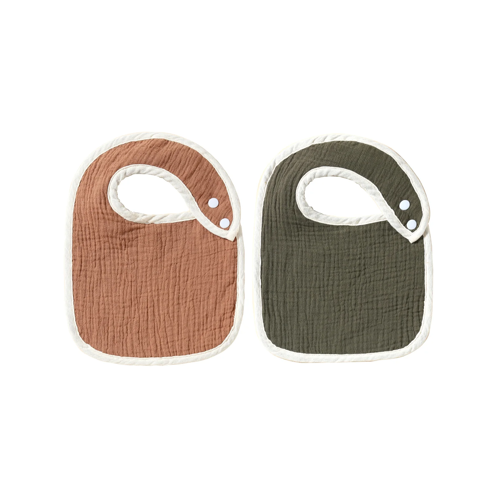 

Baby solid color gauze bib combination (carmine + brown green)