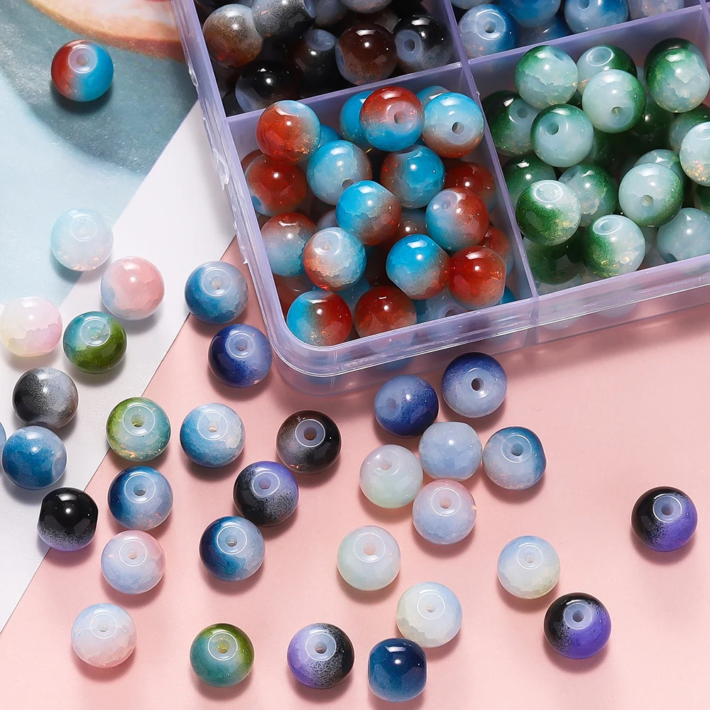 50/100pcs 8mm Colorful Glass Beads Spacer Loose Bead for DIY Bracelet Necklace Jewelry Making Accessories Supplies