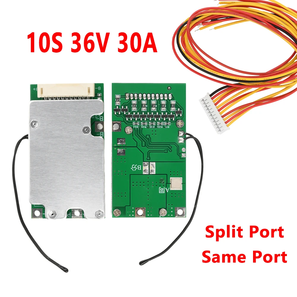 BMS 10S 36V 30A Same Port Split Port Lithium Battery Protection Board with Equalization 18650 Battery Balanced Protection Board