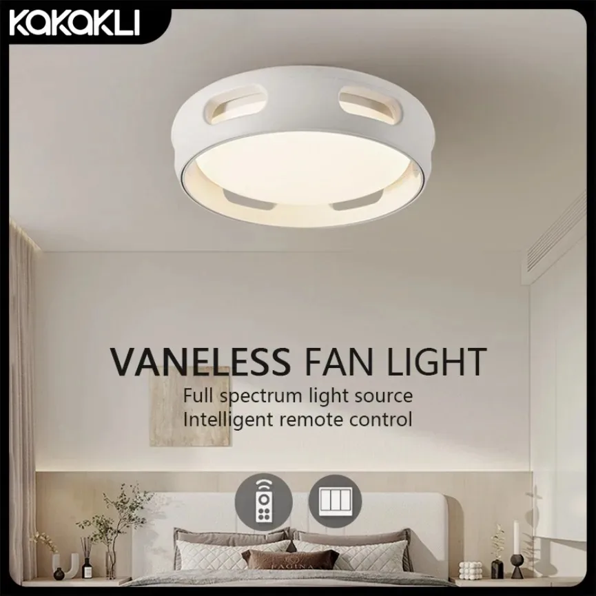 

Modern LED Ceiling Fan Light Creative Bladeless Silent Remote Control Dimming Fan Light Living Room Bedroom Home Electric Fan