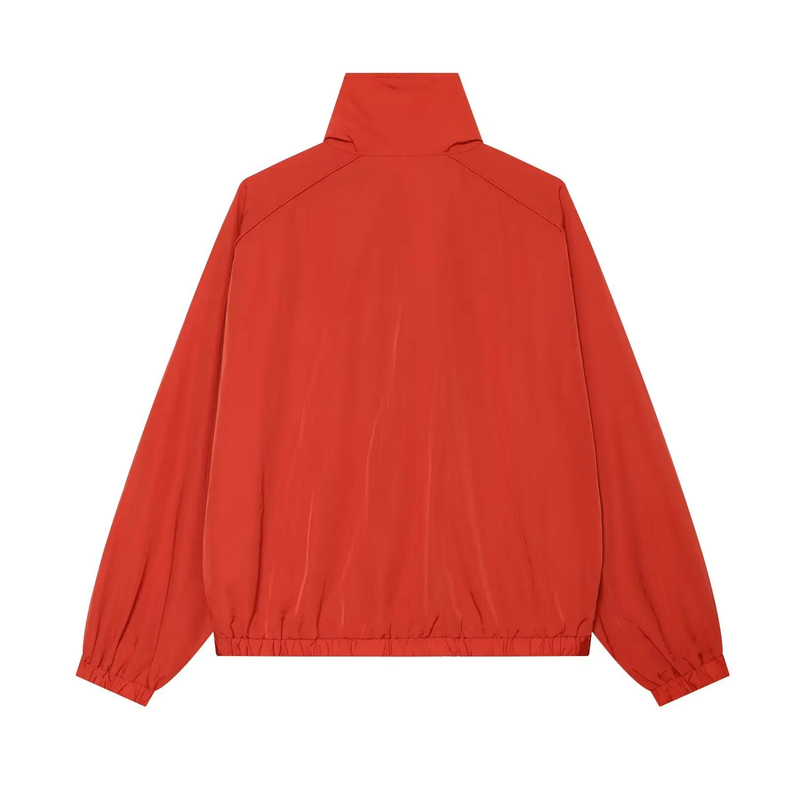 Red Loose Sporty Style Zipper Decorated Jacket Stand Collar Casual Fashion Women's Short Outerwear NINE ZAR 1321374