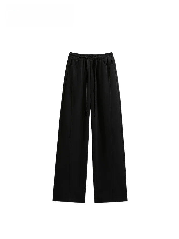 plus Size High Waist Fce Lined Wide Leg Pants Women's Casual Faion plus Size Pants Winter Straight Leg Trousers