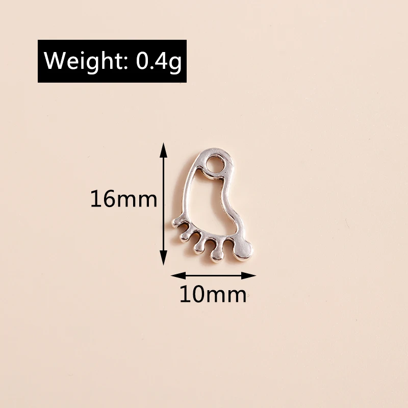 Leslie 50 Stück 16x10mm Einfache Hohle Fußabdruck-Anhänger für Armbänder, Halsketten, Ohrringe, DIY-Schmuckherstellung – Detail 1