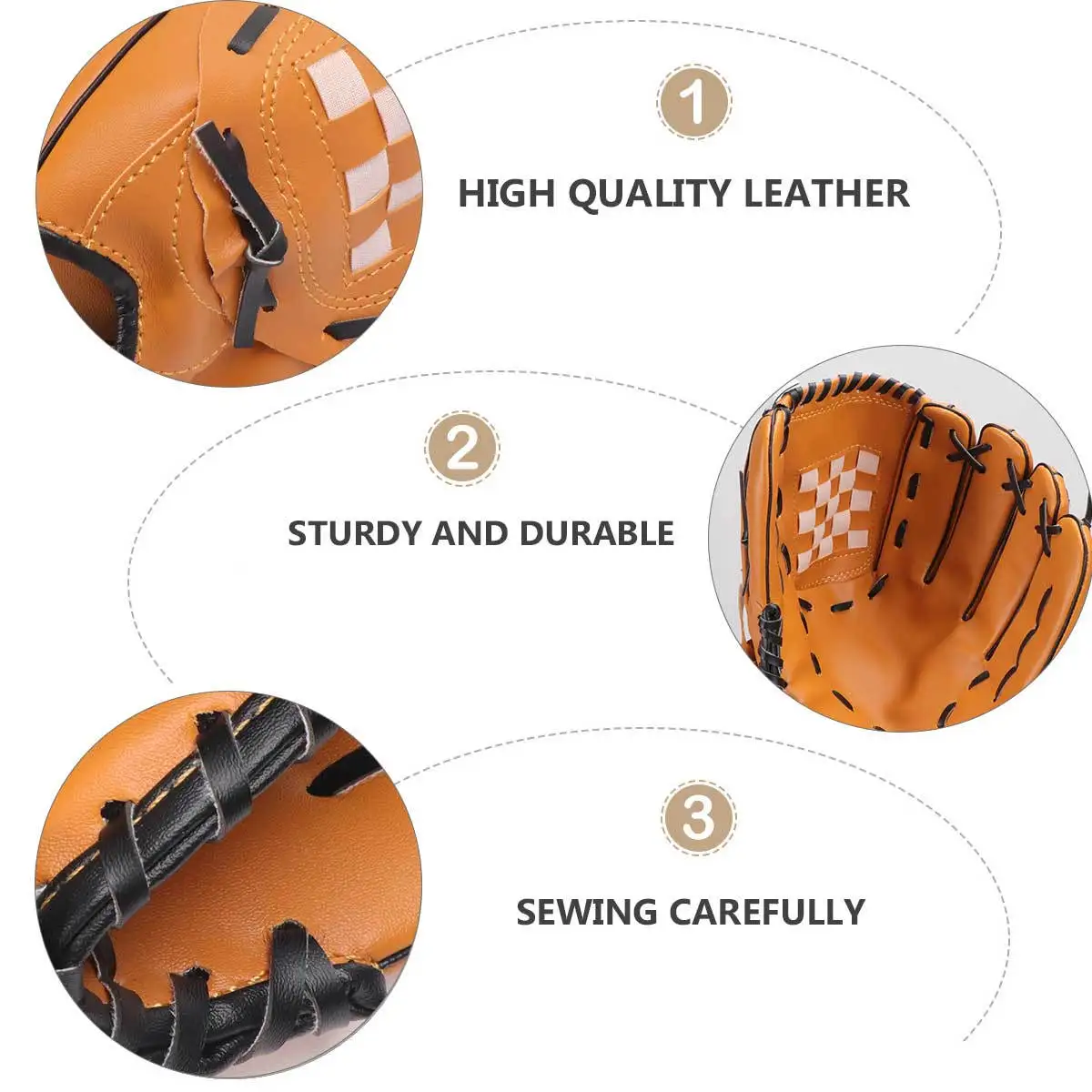 قفاز بيسبول 12.5 بوصة لليد اليسرى الصفراء للكرة اللينة في الهواء الطلق فريق الرياضة مبطن النخيل خففت عمل الجيب