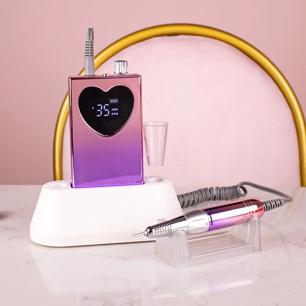 for Ultra-thin Body Nail Drill Machine 35000RPM Portable Electric Nail File Rechargeable Manicure Machine Set Kit Gradient Color