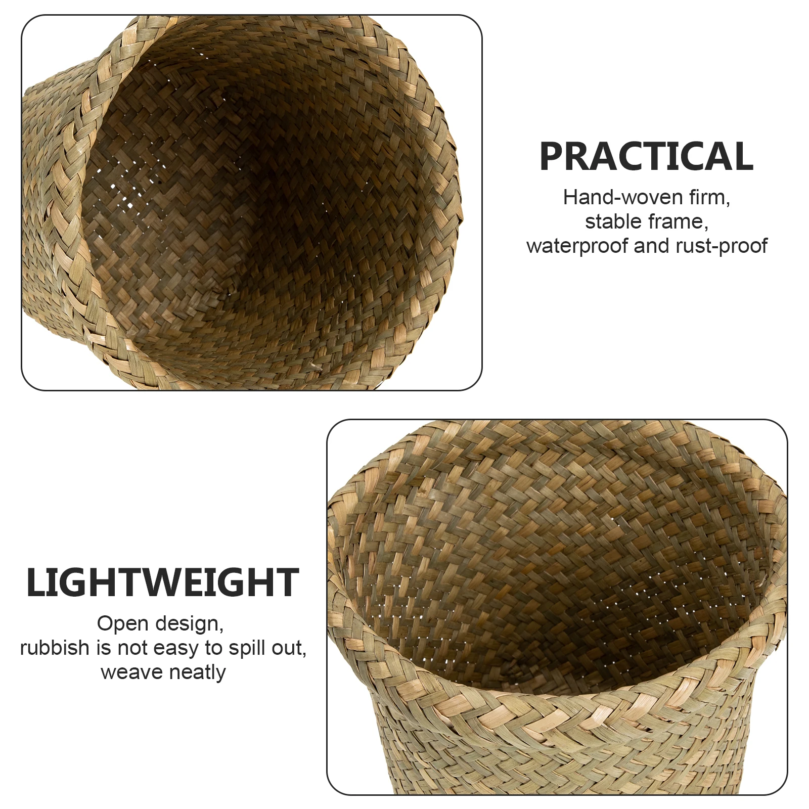 

Storage Basket Trash Can Wicker Waste Woven Baskets Organizer for Organizing Decorative
