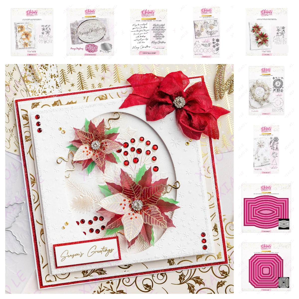 Weihnachten Rose Weihnachtsstern Metall Stanzformen und klare Stempel Vorlage DIY Scrapbook Album Papier Karte Dekoration Präge Handwerk