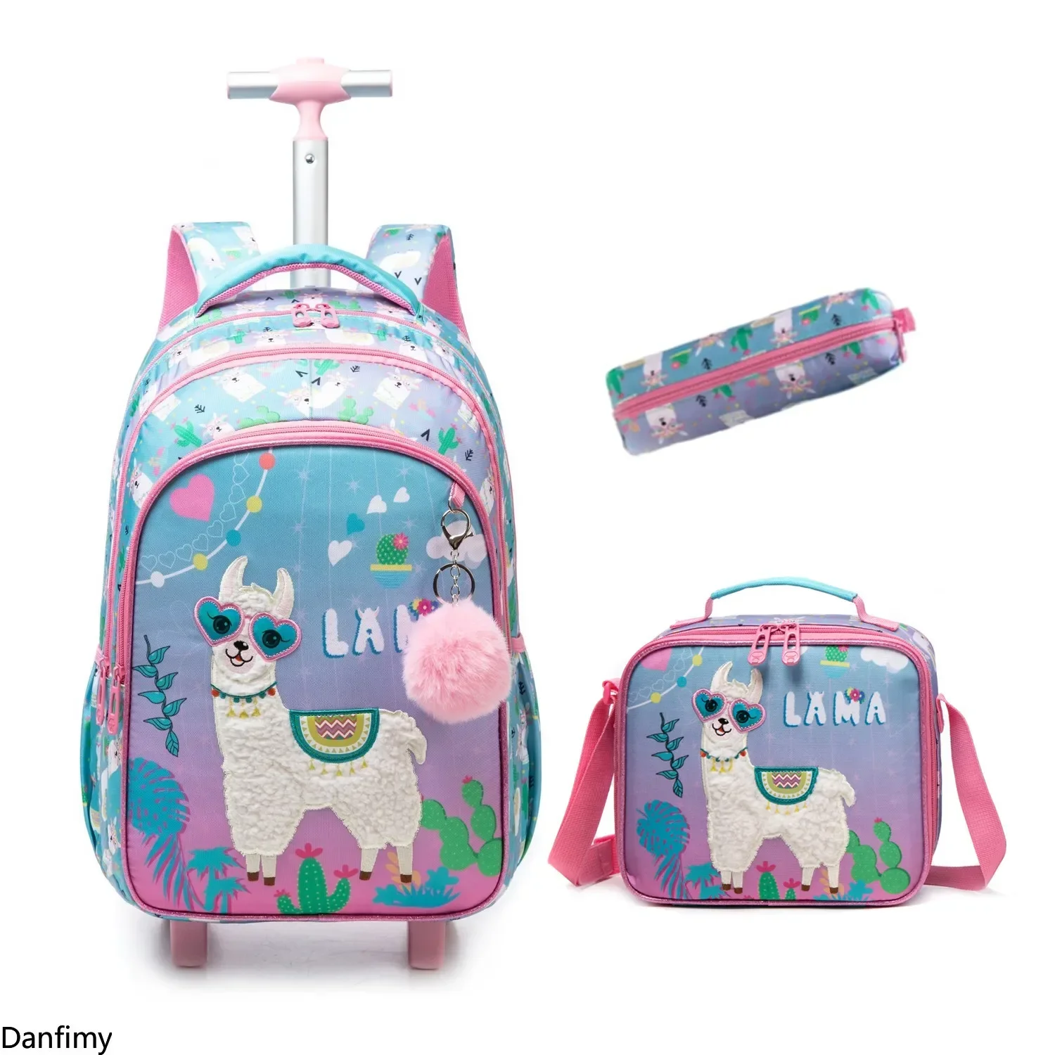 

Children School Rolling Backpack 3 Pcs Set Kids School Bag with Wheels Carry on Luggage with Lunch Bag for Elementary Student