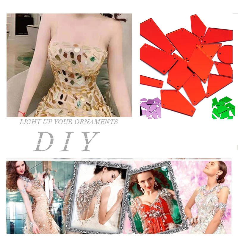 30pcs Acrylic Mirror Rhinestones Sewn Crystal Flat Back Crystal Applique Acryl Sewing Mirror Rhinestones For Fabric Clothes