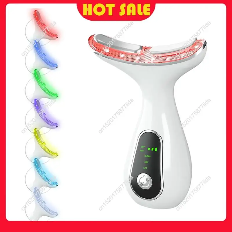 Oferta caliente-masajeador facial dispositivo de estiramiento facial de 7 colores para masaje facial y de cuello con 113 ° Varita multifuncional F & Vibration & Clean