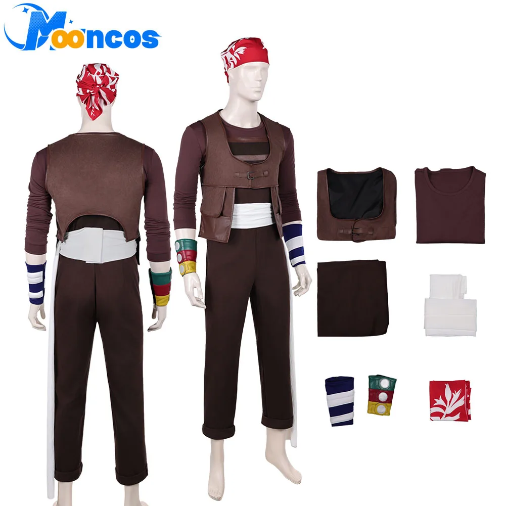 

Usopp Cosplay Top Jumpsuit Vest Waistband Wrist Guard Scarf Costume Clothing Set for Men Headscarf Halloween Carnival Party Suit