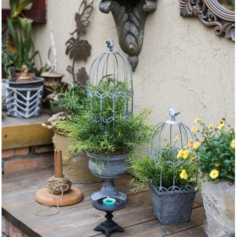 Vintage Bird Cage Plant Pot, wspinaczkowa doniczka z winorośli, żelazko stary stojak na kwiaty, wszechstronny praktyczny domowy ogród