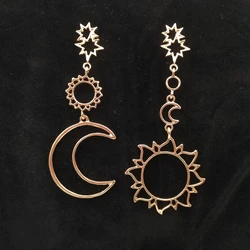 Korean Fashion New Earrings Simple Sun God Moon Asymmetrical Exaggerated Earrings Women Jewelry Gifts