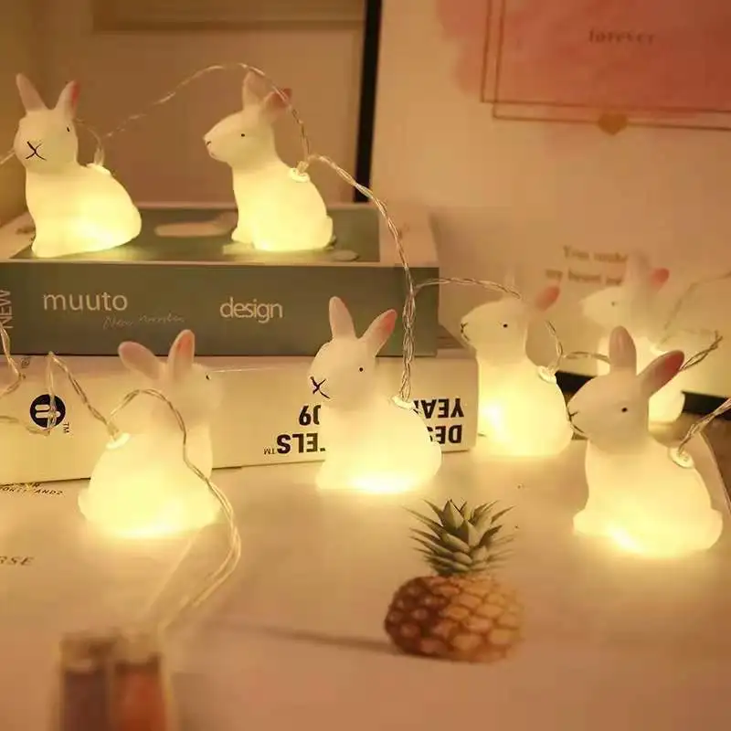 LED bunny pendant battery box lights a warm and cozy indoor animal string light for children