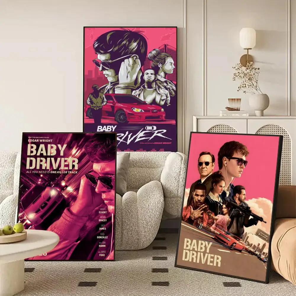 Movie B-Baby D-Driver Poster Waterproof Self-Stick Wall Art Stickers, Removable Wall Decor for Living Room and Bedroom