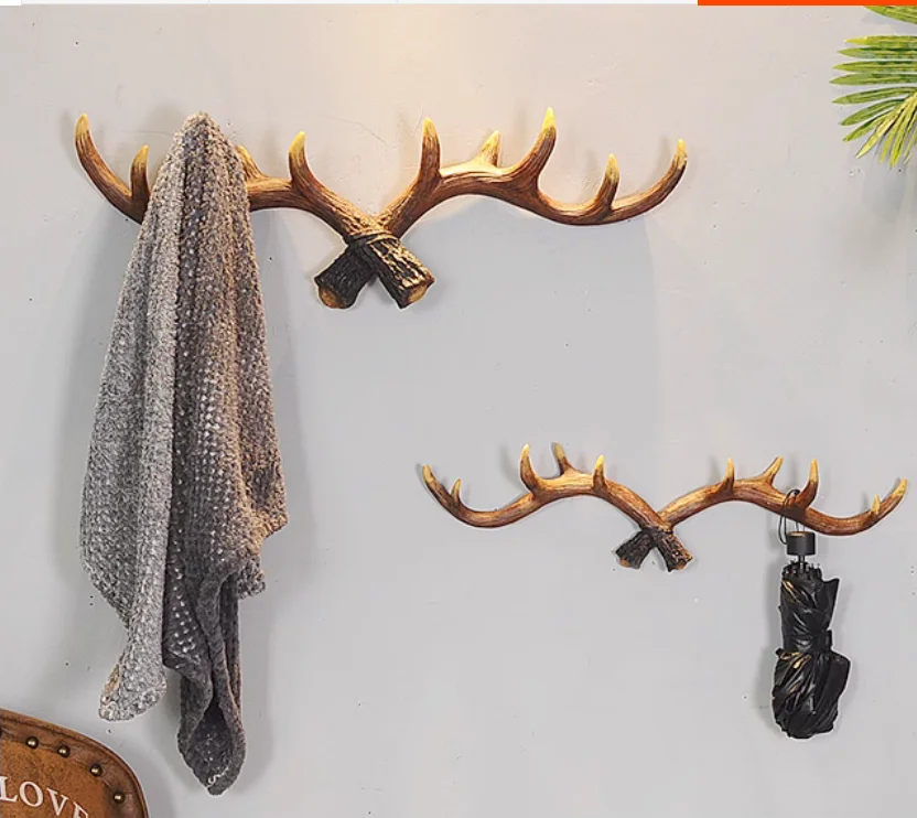 Nordic doorstep key hook wall antler decoration storage clothes and hat rack