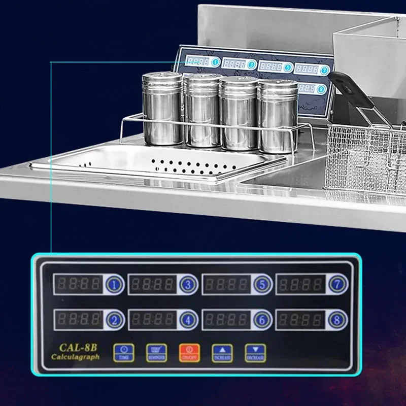 เครื่องทอดไก่ทอดไฟฟ้า220/380V, เตาทอดไก่แบบสองกระบอกเครื่องแสดงผลแบบดิจิตอลเวลาควบคุมอัตโนมัติกระทะน้ำมันสำหรับทอดไก่