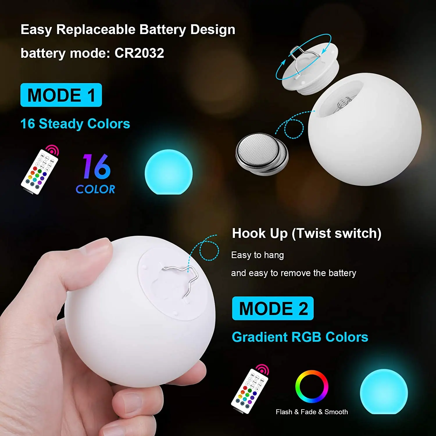 Luce da giardino a LED con telecomando luce a sfera a 16 colori lampada da notte a luce impermeabile per esterni decorazioni per feste a casa