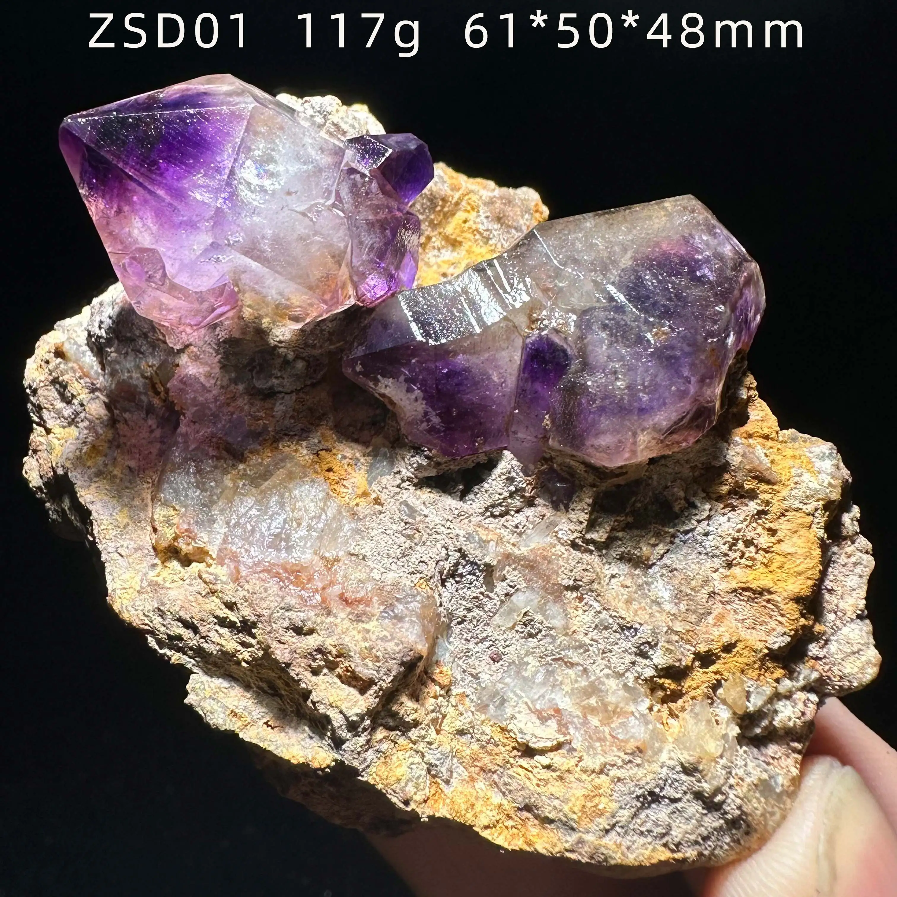 Natural Phantom Amethyst on Matrix Specimen Zimbabwe Shangaan Amethyst Quartz Crystal Raw Mineral Collection Healing Stone