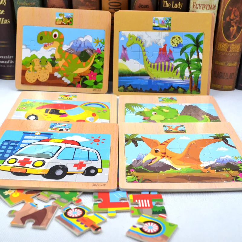3D Montessori Toys Educational Wooden Toys for Children Early Learning  Cartoon Animal Traffic Puzzle Kids Math Jigsaw