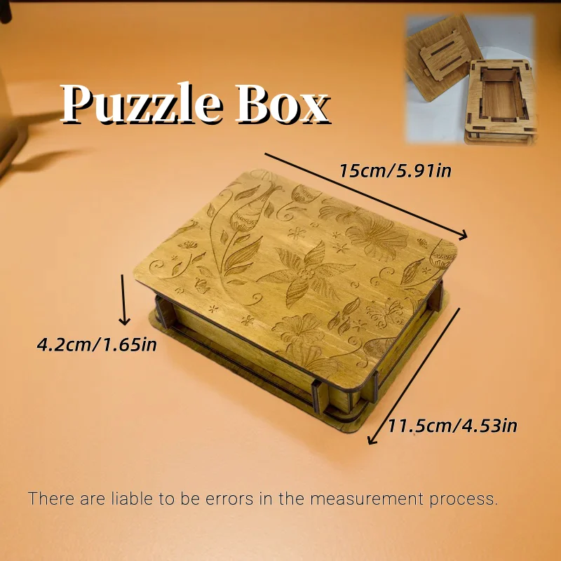 wooden novelty Trick box Logic iq Brain Teaser puzzle box Secret puzzle gift game for adults and children