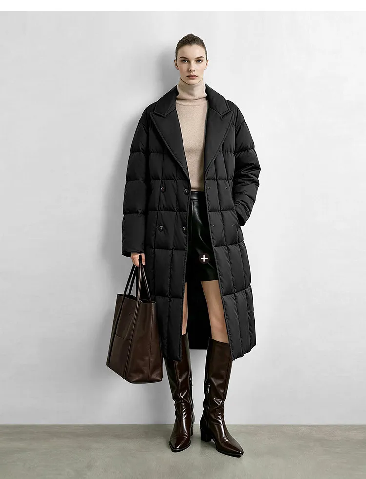 Amii Women's A-Line Down Jacket Lapel Collar Lightweight Warm Slim Fit Commuter Minimalist Women's Winter Down Jacket 12644006