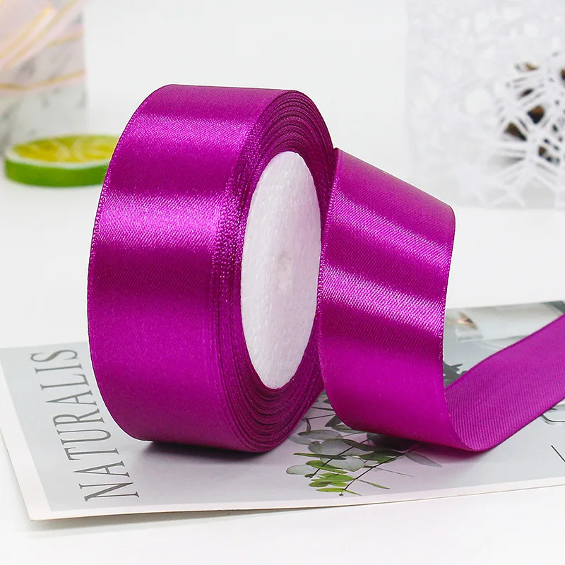 

100Yards Single Faced Solid Color Polyester Satin Ribbon Roll For Flower Wedding Bouquet Gift Box Wrapping 30mm Wide