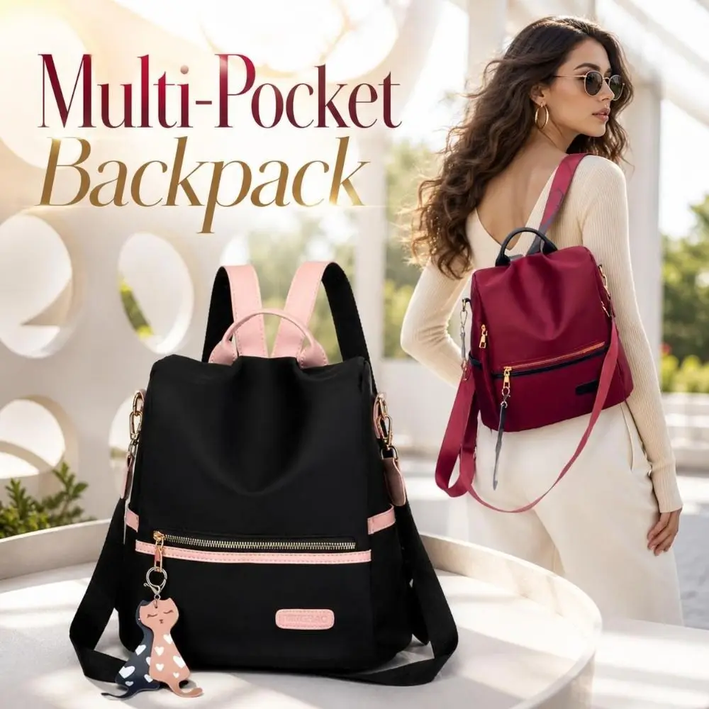Trendy Multi‑pocket Women Backpack Oxford Cloth Water‑resistant Anti‑theft Backpack Lightweight Versatile Travel Rucksack Daily
