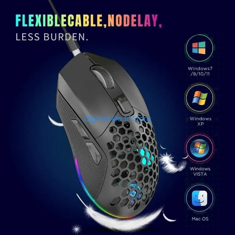 E06D Dual Mode 2.4G Luminous Mouse 4800DPI for Laptop PC Computer Games & Work
